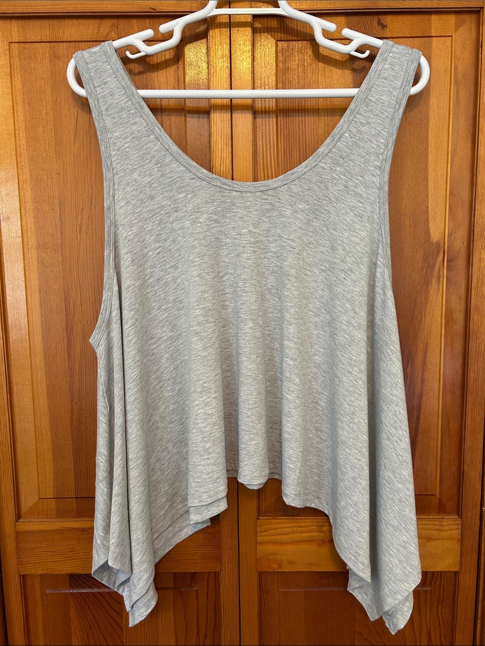 Zenana Light Gray Swing Oversized Tank Top 2X New Shark bite Hem